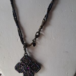Premier Designs Black and Purple Pendant Necklace